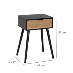 Stolik nocny z szufladką czarno-beżowy 59 cm * HowHomely