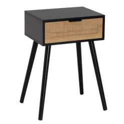 Stolik nocny z szufladką czarno-beżowy 59 cm * HowHomely