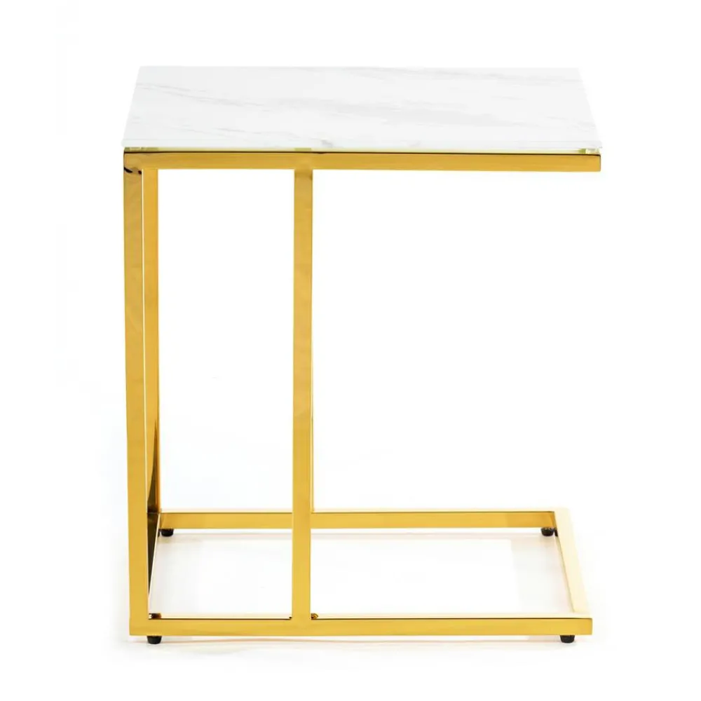 Stolik pomocnik Lurus Gold White 40 cm * HowHomely Clearance
