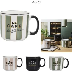 Stylowy kubek Bistrot 450 ml beżowe pasy