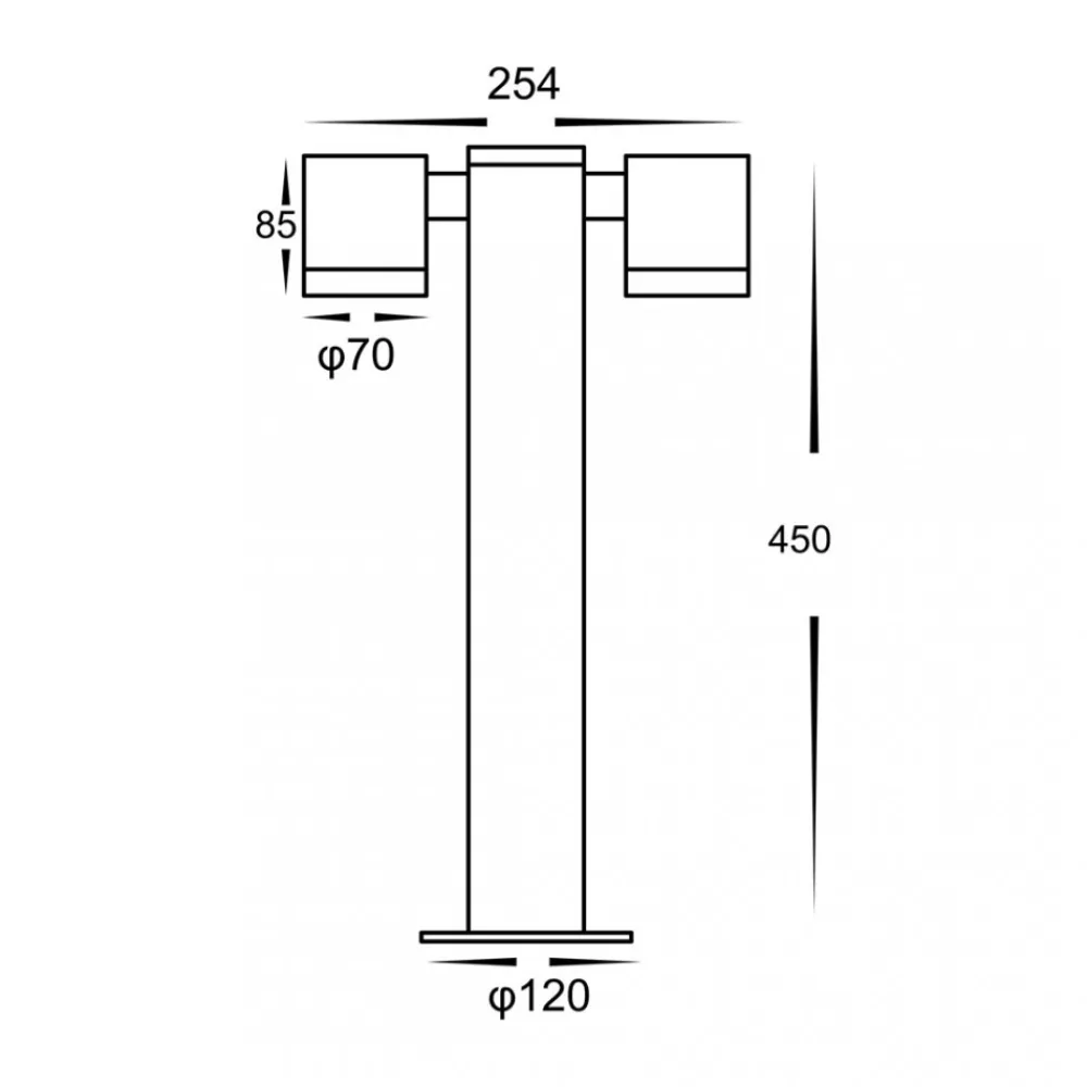 Słupek Ogrodowy KETTO Czarny Aluminium IP44 2xGU10 45cm * Eko-light