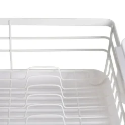 Suszarka do naczyń metalowa z ociekaczem biała