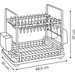 Suszarka do naczyń 2-poziomowa czarna 49,5 cm