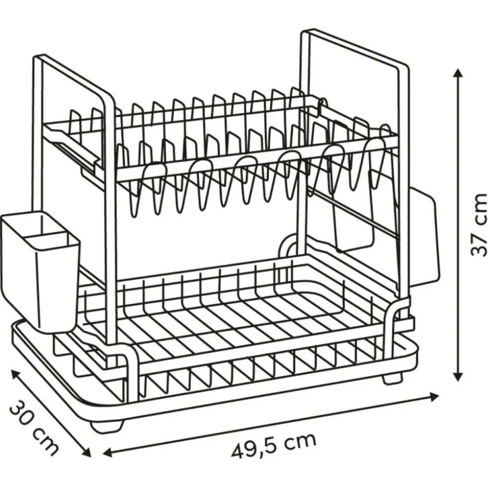 Suszarka do naczyń 2-poziomowa czarna 49,5 cm