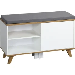 Szafka na buty z siedziskiem biała Nordica Living 77x30xh48 cm