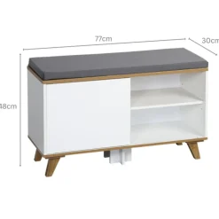 Szafka na buty z siedziskiem biała Nordica Living 77x30xh48 cm