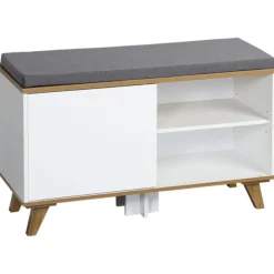 Szafka na buty z siedziskiem biała Nordica Living 77x30xh48 cm