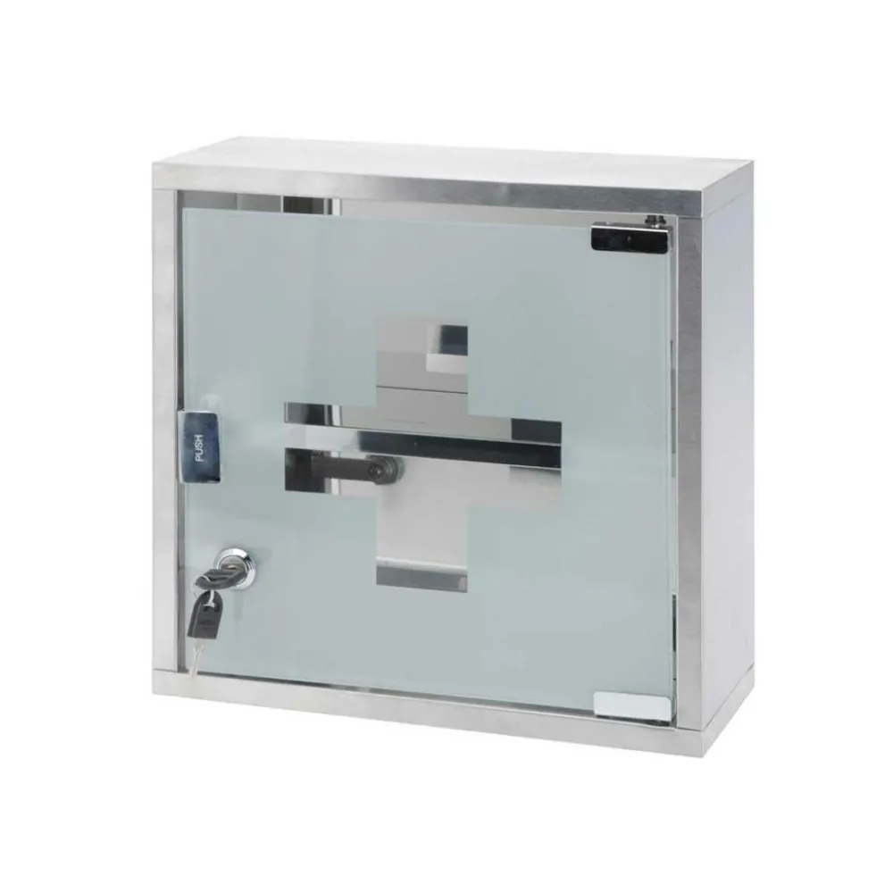 Szafka medyczna metalowa srebrna 30x30cm * Bathroom Solutions Outlet