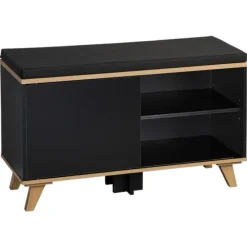 Szafka na buty z siedziskiem czarna Nordica Living 77x30h48 cm * Kesper Hot