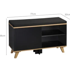 Szafka na buty z siedziskiem czarna Nordica Living 77x30h48 cm * Kesper Hot