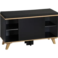 Szafka na buty z siedziskiem czarna Nordica Living 77x30h48 cm * Kesper Hot