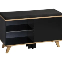 Szafka na buty z siedziskiem czarna Nordica Living 77x30h48 cm * Kesper Hot