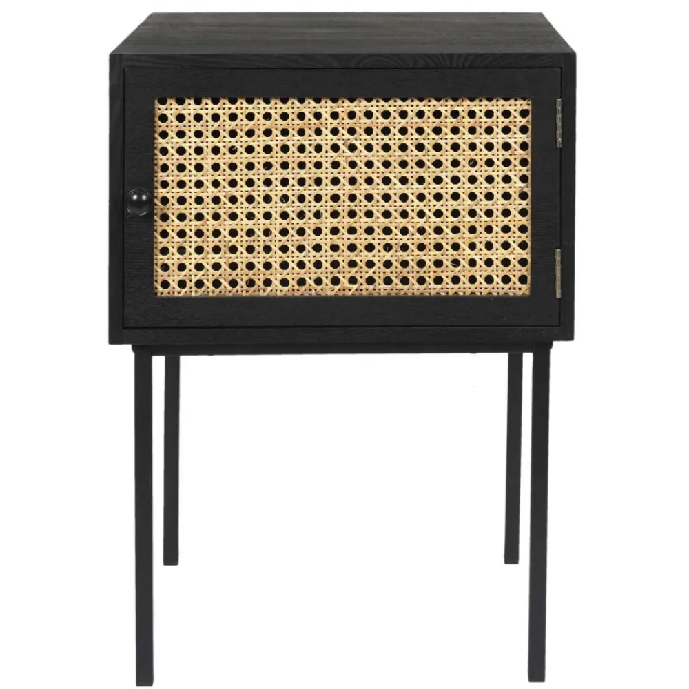 Szafka nocna Rio czarna rattanowy front * HowHomely Discount