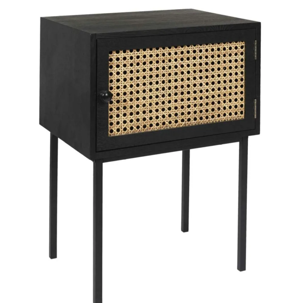 Szafka nocna Rio czarna rattanowy front * HowHomely Discount