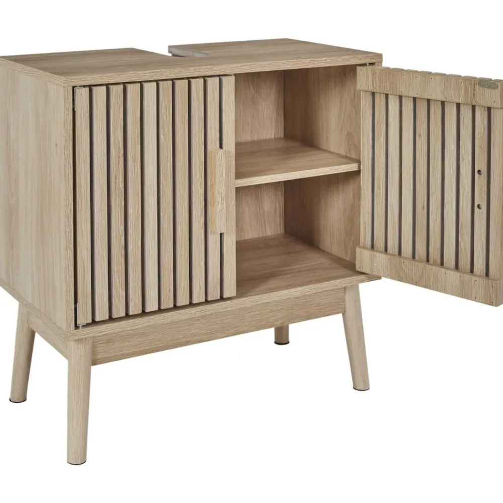 Szafka pod umywalkę LINEA – lamele, dąb artisan * HowHomely