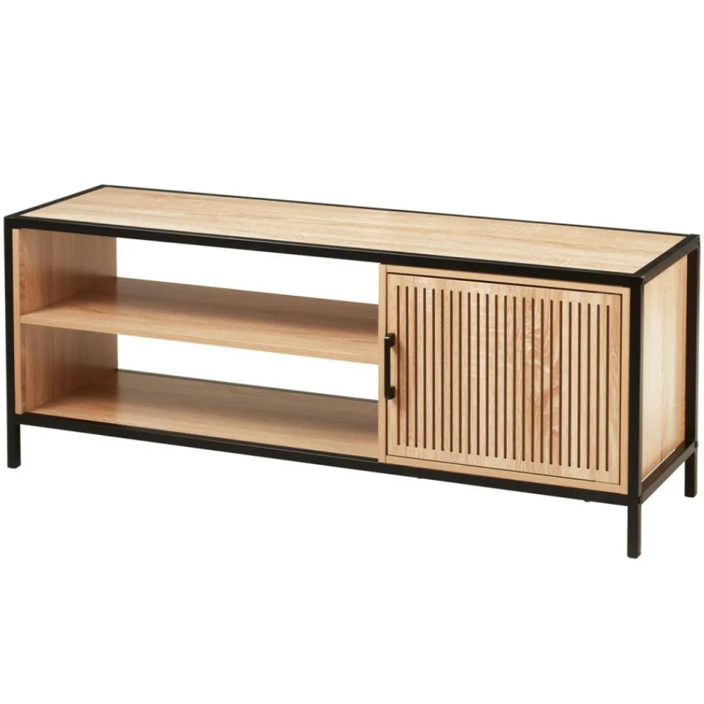 Szafka RTV czarny metal i drewno 116x33x45 cm * Excellent Houseware Best