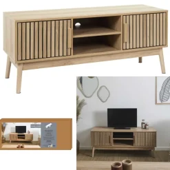 Szafka RTV LINEA ryflowane fronty 117 cm * HowHomely Hot