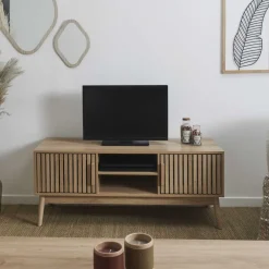 Szafka RTV LINEA ryflowane fronty 117 cm * HowHomely Hot