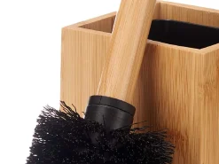 Szczotka do WC z pojemnikiem bambusowym - kwadratowa