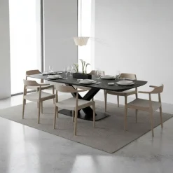 Szeroki stół rozkładany ceramiczny blat Morella czarny * Actona Discount