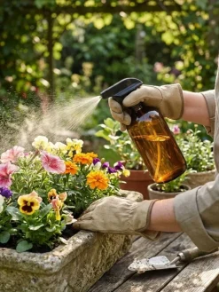 Szklana butelka 500 ml ze spryskiwaczem bursztynowa * BERILO
