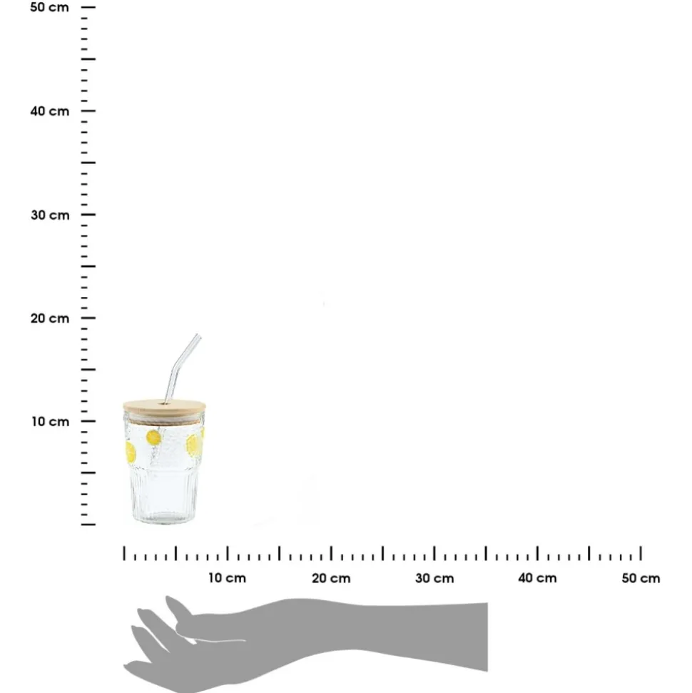 Szklanka do wody ze słomką w cytryny 420 ml