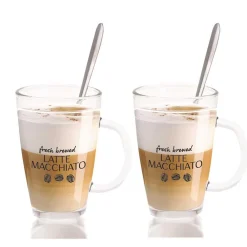 Szklanki do kawy latte + łyżeczki 300 ml * Excellent Houseware Hot