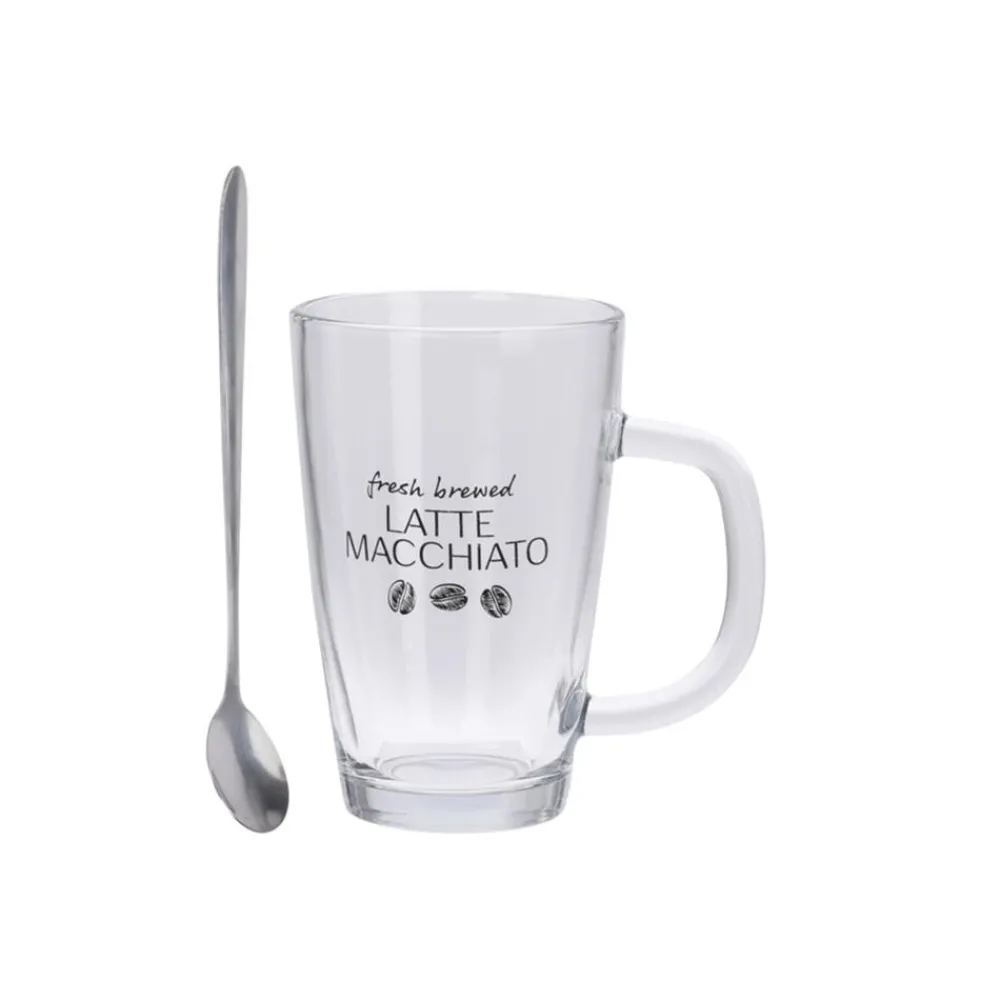 Szklanki do kawy latte + łyżeczki 300 ml * Excellent Houseware Hot