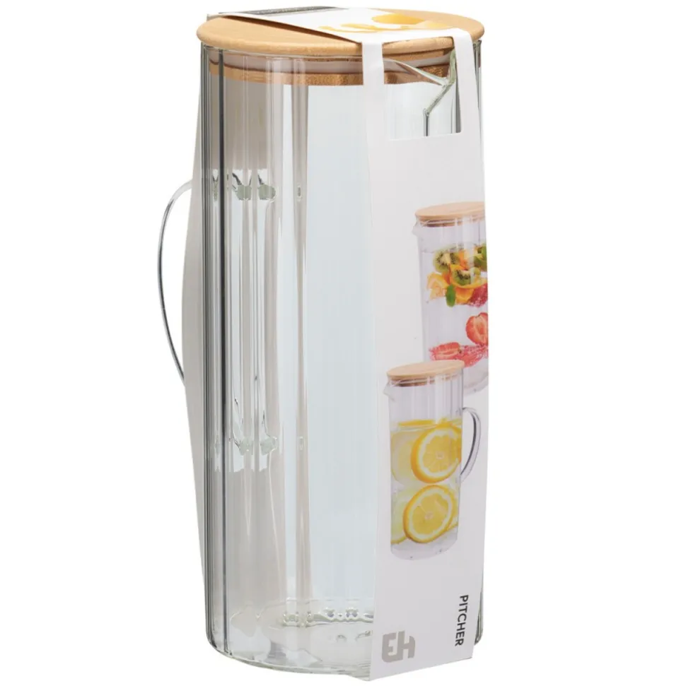 Szklany dzbanek z bambusową pokrywką 1,4l