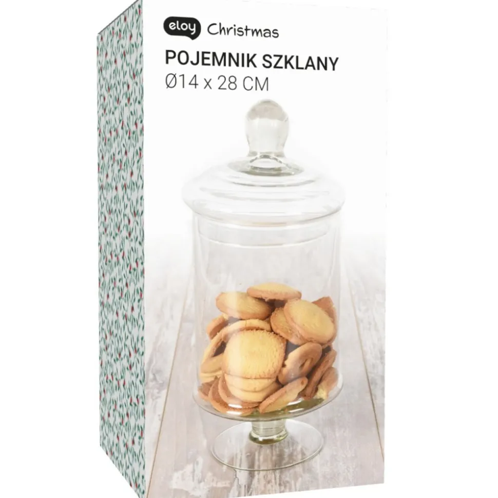 Szklany słoik na nodze na ciastka h28 x14 cm