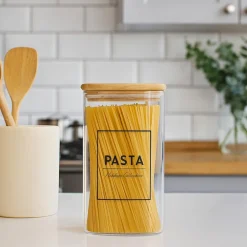 Szklany pojemnik na makaron z bambusową pokrywką 1.2l * VIVALTO Sale