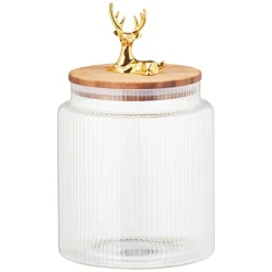 Szklany słoik z pokrywką i złotym uchwytem 1,1 l * Excellent Houseware Best