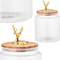 Szklany słoik z pokrywką i złotym uchwytem 1,1 l * Excellent Houseware Best