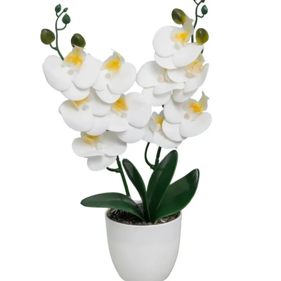 Sztuczna podwójna orchidea ORCHID PURE WHITE w doniczce 39 cm