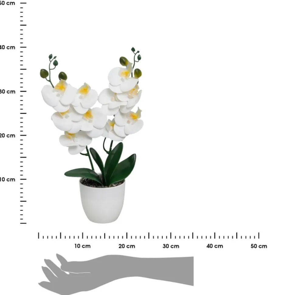 Sztuczna podwójna orchidea ORCHID PURE WHITE w doniczce 39 cm