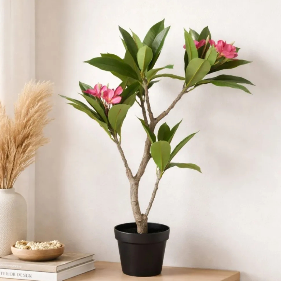 Sztuczne drzewko frangipani różowa 90 cm w doniczce