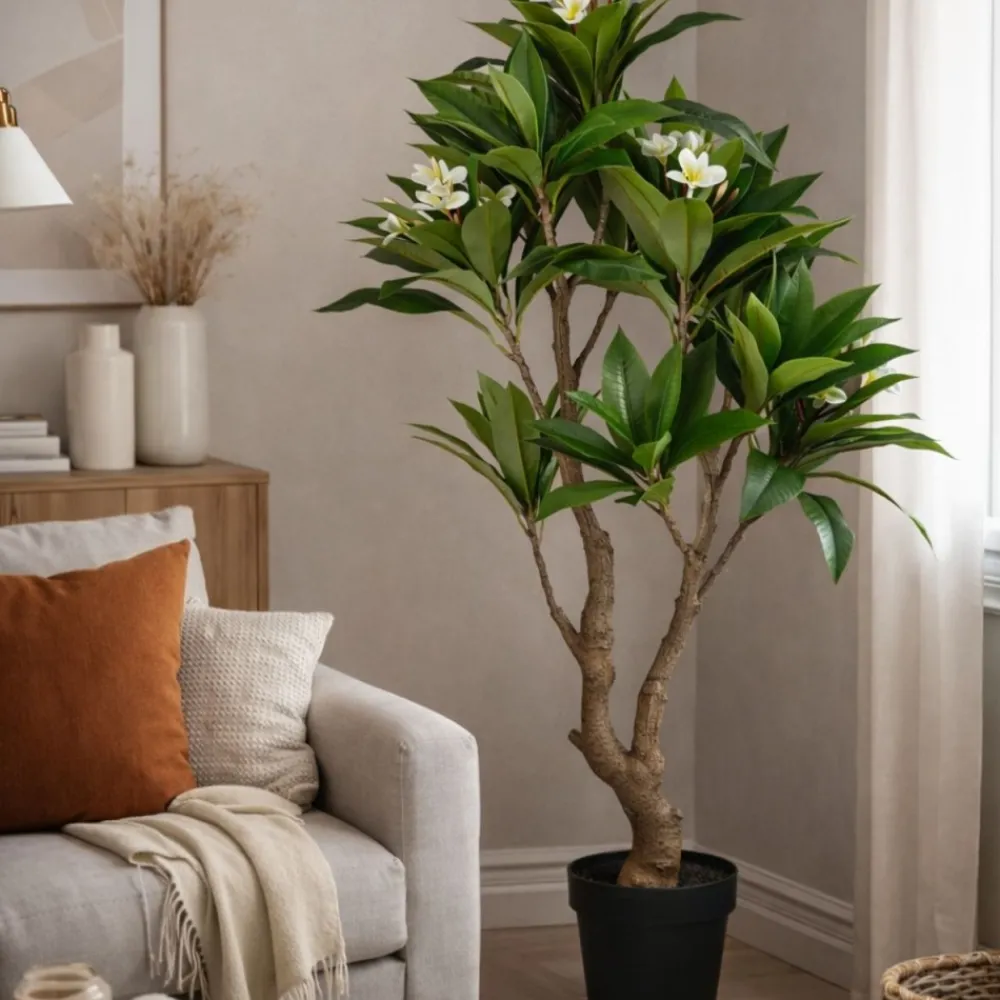 Sztuczne drzewko frangipani biała 150 cm doniczce * HowHomely Best