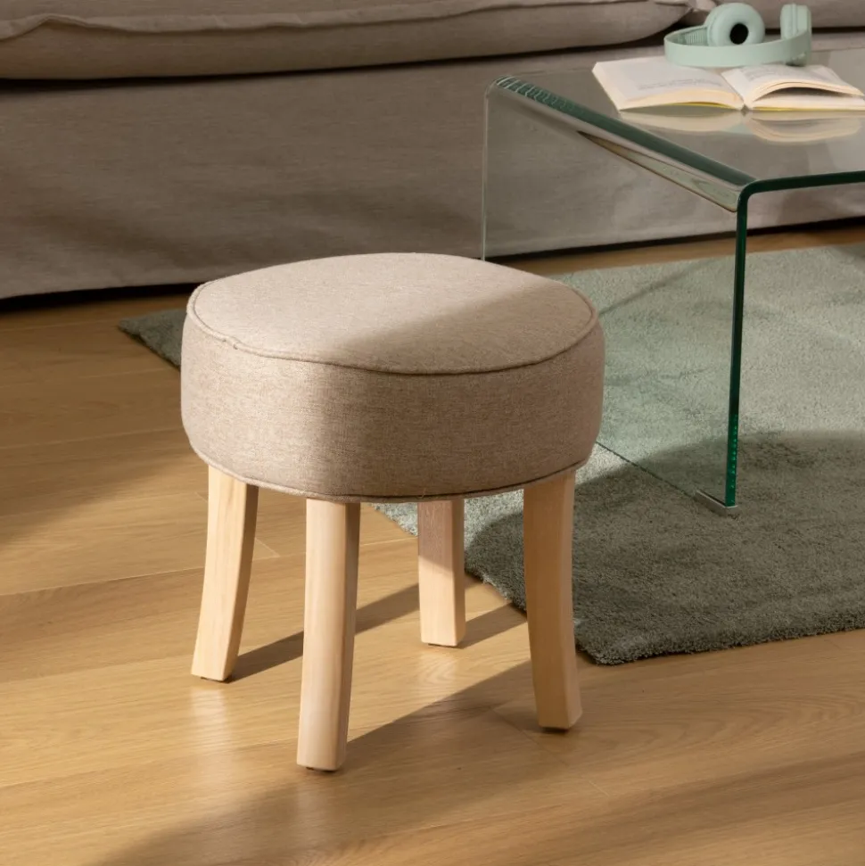 Taboret Adriel beżowy velvet