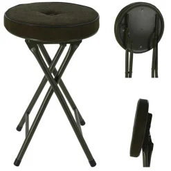 Taboret składany tapicerowany ciemna zieleń 49 cm