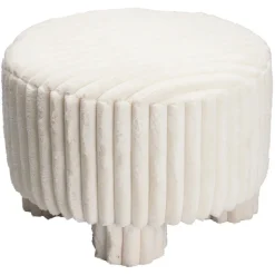 Taboret tapicerowany biały sztruks 40x40x29cm