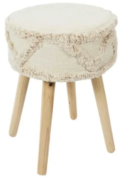 Taboret BOHO okrągły stołek kremowy * HowHomely Hot