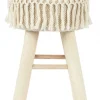 Taboret MACRAME kremowy z frędzlami * HowHomely Outlet