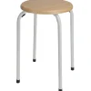 Taboret metalowy biały z siedziskiem mdf h45 x 37 cm * H&S Decoration Online
