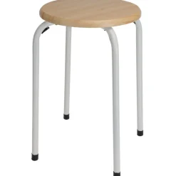 Taboret metalowy biały z siedziskiem mdf h45 x 37 cm * H&S Decoration Online