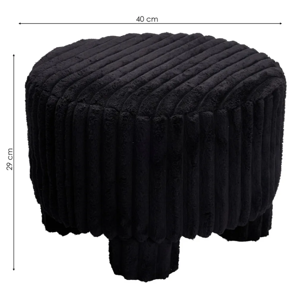 Taboret tapicerowany czarny sztruks 40x40x29 cm * H&S Decoration Outlet