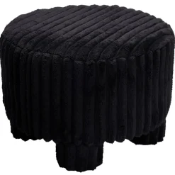 Taboret tapicerowany czarny sztruks 40x40x29 cm * H&S Decoration Outlet