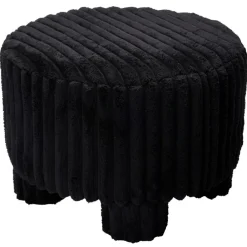 Taboret tapicerowany czarny sztruks 40x40x29 cm * H&S Decoration Outlet