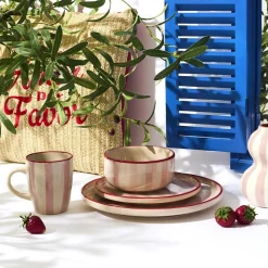Talerz deserowy Dolce Vita 20 cm różowe pasy