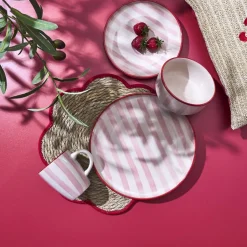 Talerz deserowy Dolce Vita 20 cm różowe pasy