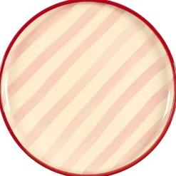 Talerz deserowy Dolce Vita 20 cm różowe pasy